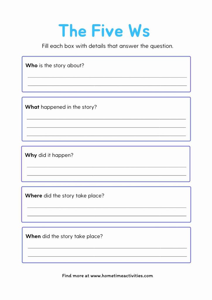 The Five Ws Questions Worksheet - Free