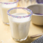 How to rim a glass with sprinkles - sparkling sugar sprinkle rimmed glass with milk