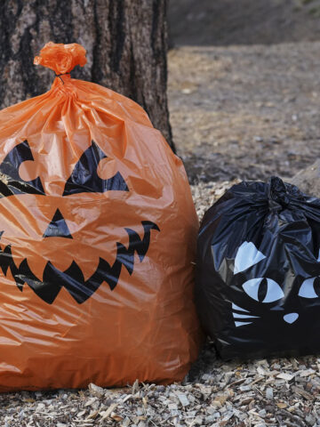 halloween leaf bag pumpkin and cat decoration