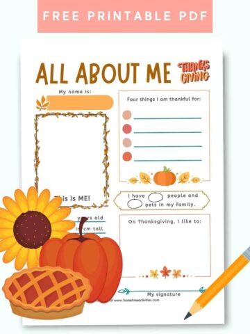 thanksgiving worksheet kids printable about me